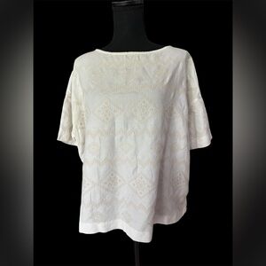 Wilfred White cross stitch Boxy Short Sleeve Blouse